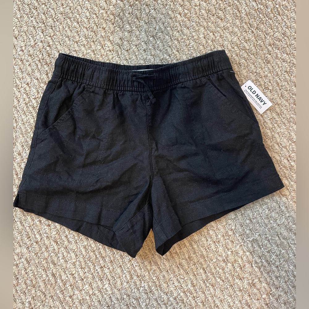 NWT Girls Black Old Navy Linen Short size Large 10-12